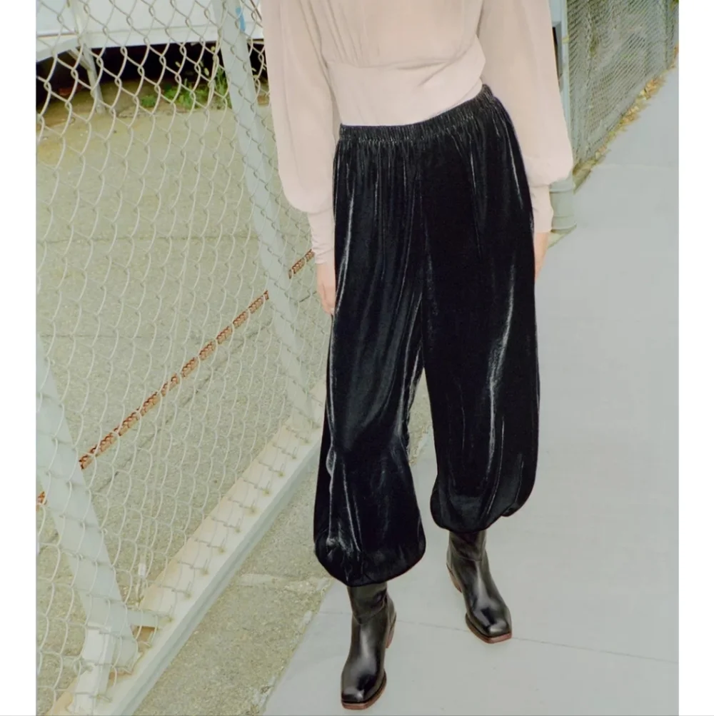 Zara velvet  balloon pants black